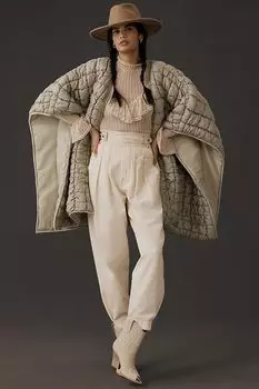 Кимоно-пуховик Anthropologie, темно-зеленый