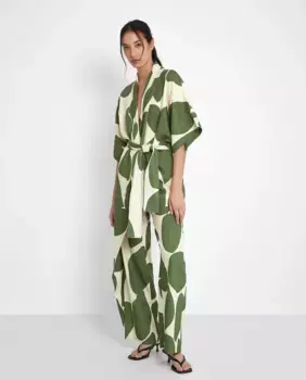 Кимоно женское из натуральных волокон с принтом Trucco, зеленый