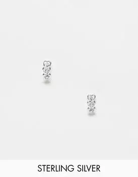 Kingsley Ryan – Серьги-гвоздики из высококачественного серебра в форме сердечек, усыпанные кристаллами