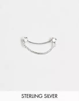 Kingsley Ryan — серебряные серьги-клипсы с кристаллами и цепочкой