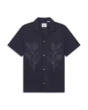 Кингсли Рубашка с коротким рукавом в цветочном принте Les Deux, синий