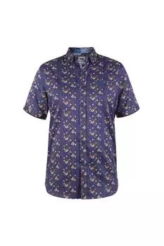 Kingston D555 Рубашка с короткими рукавами и цветочным принтом Duke Clothing, синий