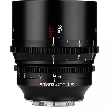 Кинообъектив 7Artisans 25mm T1.05 Vision Cine Lens, Micro 4/3 Mount, черный