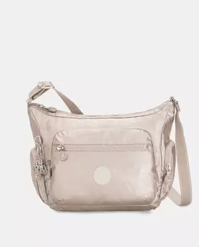 Kipling Gabbie S женская сумка через плечо из серебристого нейлона с внешними карманами Kipling, серебро