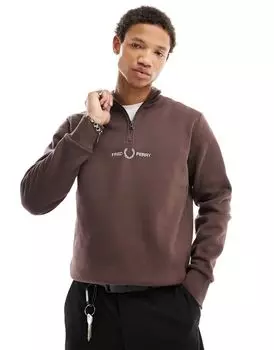 Кирпичная толстовка с вышивкой и полумолнией Fred Perry