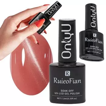 КИРПИЧНО-КРАСНЫЙ ГИБРИДНЫЙ ЛАК ДЛЯ НОГТЕЙ С ГЛЯНЦЕВЫМИ БЛЕСТКАМИ УФ-ЛАК /L145 OnlyU