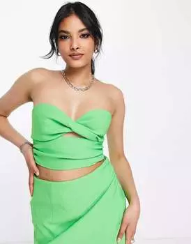 Кислотно-зеленый топ-бандо в однотонную структуру ASOS