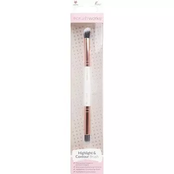 Кисть для хайлайтера и контуринга Brushworks Розовый и золотой, белый и золотой, один размер