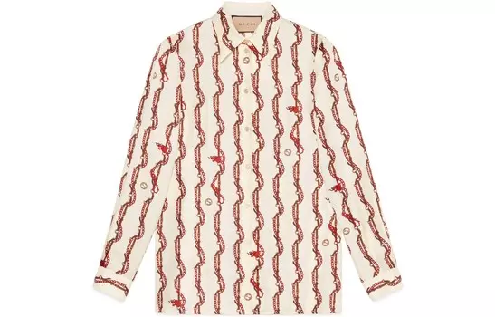 Китайская новогодняя рубашка женская цвета слоновой кости Gucci