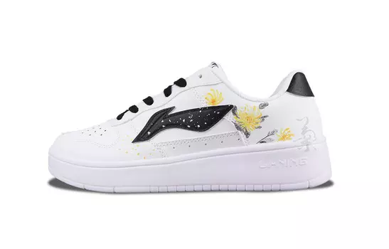 Китайские кроссовки для скейтбординга Li Ning мужские с низким верхом белые/черные/желтые Lining
