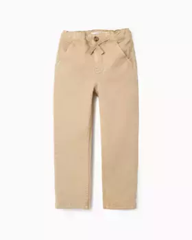Китайские саржевые брюки для мальчиков со шнурком Zippy, бежевый