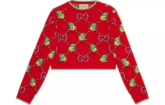 Китайский новогодний свитер женский красный Gucci