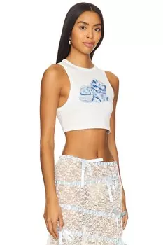 Китайский синий топ с кошкой Yuhan Wang, белый