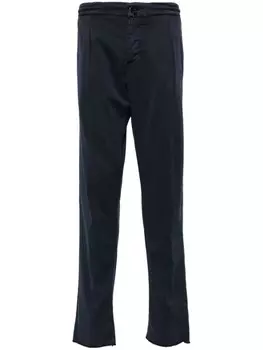 Kiton брюки зауженного кроя со складками, синий