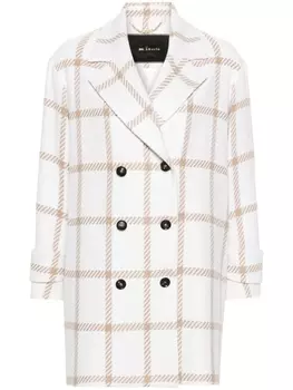 Kiton двубортное пальто в клетку, белый