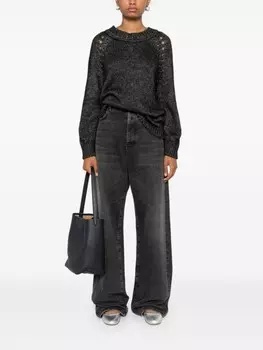 Kiton джемпер ажурной вязки, черный