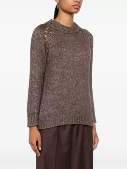 Kiton джемпер ажурной вязки, коричневый