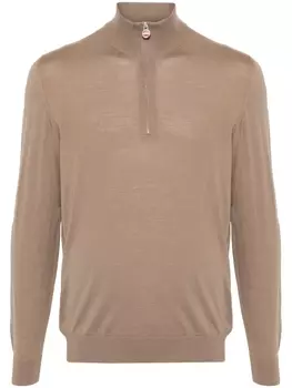 Kiton джемпер с высоким воротником на молнии, нейтральный цвет