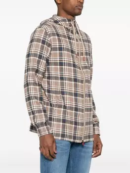 Kiton фланелевое худи в клетку, коричневый