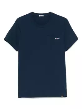 Kiton футболка с вышитым логотипом, синий