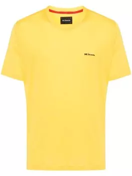 Kiton футболка с вышитым логотипом, желтый