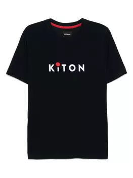 Kiton футболка с вышивкой, синий