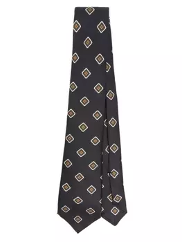 Kiton галстук с геометричным узором, черный