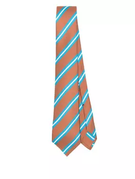 Kiton галстук в полоску, коричневый