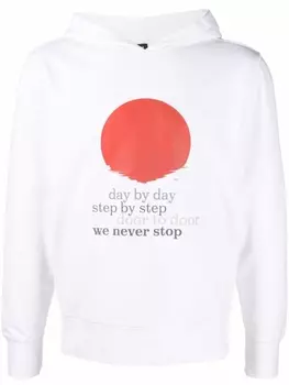 Kiton худи с графичным принтом, белый