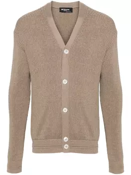 Kiton кардиган в рубчик, коричневый