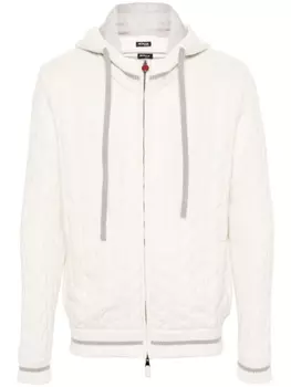 Kiton кашемировый кардиган фактурной вязки, нейтральный цвет