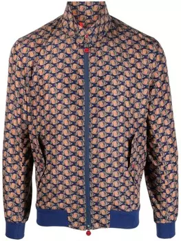 Kiton куртка на молнии с принтом, синий