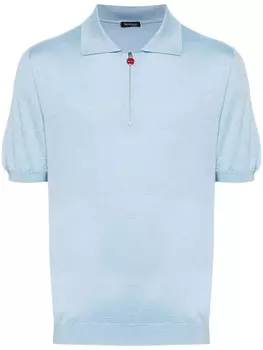 Kiton меланжевая рубашка поло, синий