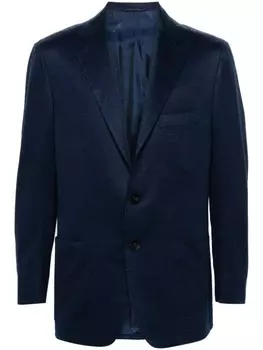 Kiton однобортный пиджак в ломаную клетку, синий