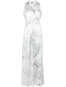 Kiton платье макси с абстрактным принтом, серый