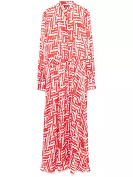 Kiton платье макси с геометричным принтом, красный