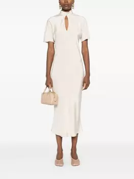 Kiton платье миди с вырезом, серый