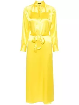 Kiton платье-рубашка с классическим воротником, желтый