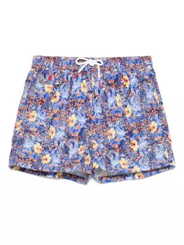 Kiton плавки-шорты с цветочным принтом, синий