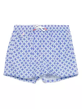 Kiton плавки-шорты с цветочным принтом, синий