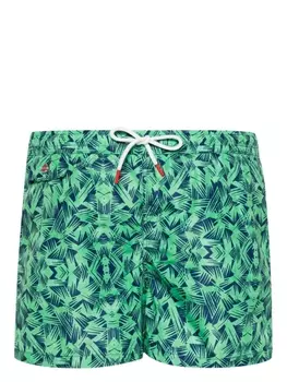 Kiton плавки-шорты с графичным принтом, зеленый