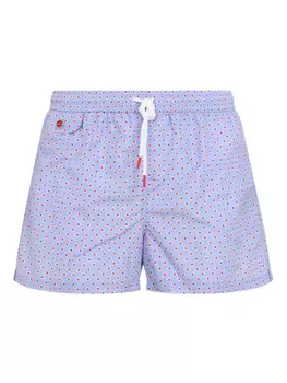 Kiton плавки-шорты с узором, синий