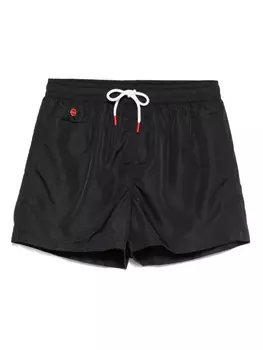 Kiton плавки-шорты с вышитым логотипом, черный