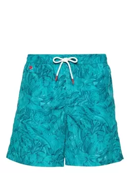 Kiton плавки-шорты с вышитым логотипом, зеленый
