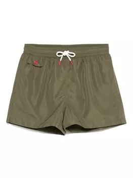 Kiton плавки-шорты с вышитым логотипом, зеленый