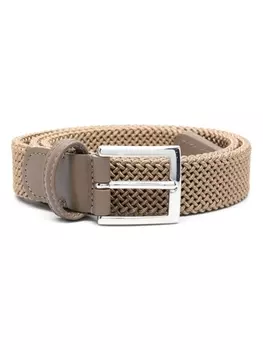 Kiton плетеный ремень с пряжкой, коричневый