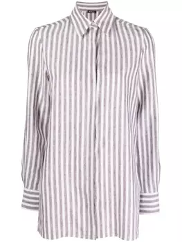 Kiton полосатая рубашка с длинными рукавами, белый
