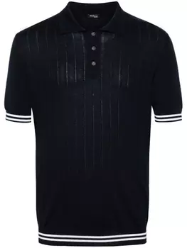 Kiton полосатый джемпер с воротником поло, синий