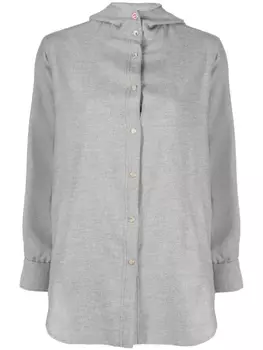 Kiton press-stud cotton hoodie, серый