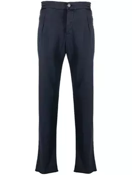 Kiton прямые брюки с нашивкой-логотипом, синий